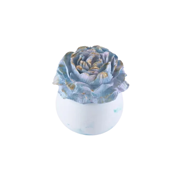 Gypsum Blue Pot With Flower Sculpted Lid2