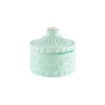 Gypsum Green Garnished Pot With Lid