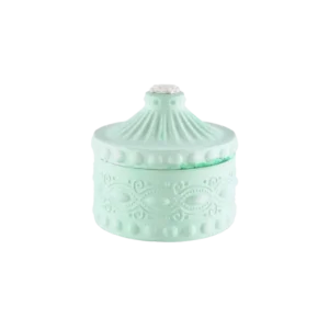 Gypsum Green Garnished Pot With Lid