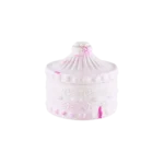 Gypsum White & Fuchsia Garnished Pot With Lid