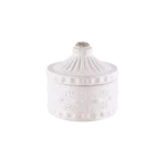 Gypsum White Garnished Pot With Lid