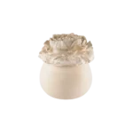 Gypsum White Pot With Golden Flower Sculpted Lid