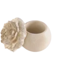 Gypsum White Pot With Golden Flower Sculpted Lid1