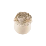 Gypsum White Pot With Golden Flower Sculpted Lid2