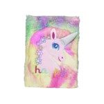 Happy Unicorn Design Colorful Furry Notebook