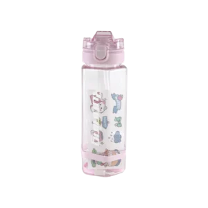 Hexagon Shape 760ml Pink Transparent Water Bottle