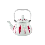 Momaz 1.5l Tulip Design White & Red Tea Pot