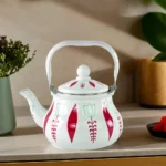 Momaz 1.5l Tulip Design White & Red Tea Pot1