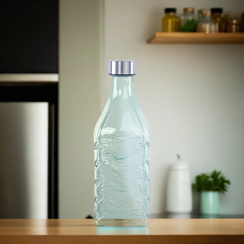 Momaz 1l Wave Design Blue Transparent Water Bottle1