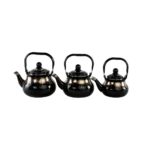 Momaz 3pcs Black & Gold Tea Pots Set