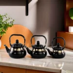 Momaz 3pcs Black & Gold Tea Pots Set1