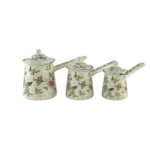 Momaz 3pcs Floral Design Beige Coffee Pots Set