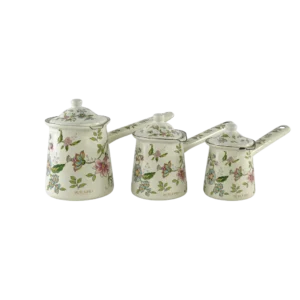 Momaz 3pcs Floral Design Beige Coffee Pots Set