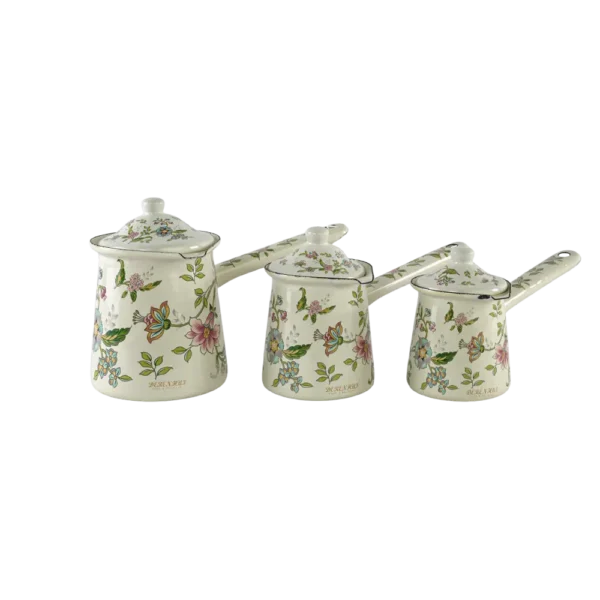 Momaz 3pcs Floral Design Beige Coffee Pots Set