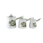 Momaz 3pcs Floral Design White Coffee Pots Set