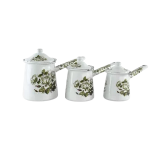 Momaz 3pcs Floral Design White Coffee Pots Set