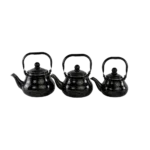 Momaz 3pcs Lines Design Black & Gold Tea Pots Set