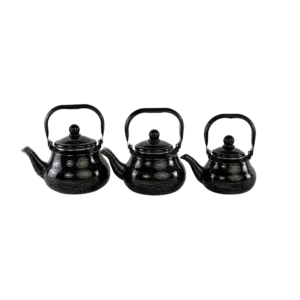 Momaz 3pcs Lines Design Black & Gold Tea Pots Set