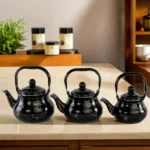 Momaz 3pcs Marbled Design Black & Gold Tea Pot Set1