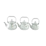 Momaz 3pcs Marbled Design White & Gold Tea Pot Set