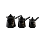 Momaz 3pcs Tree Design Balck & Gold Coffee Pots Set