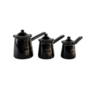 Momaz 3pcs Tree Design Balck & Gold Coffee Pots Set