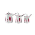 Momaz 3pcs Tulip Design White & Red Coffee Pots Set