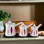 Momaz 3pcs Tulip Design White & Red Coffee Pots Set1