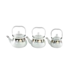 Momaz 3pcs White & Gold Tea Pots Set