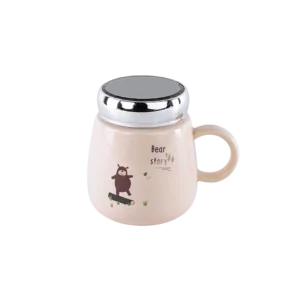 Bear Story 500ml Yellow Mug With Mirror Lid