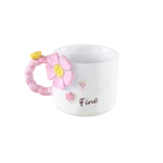 Ceramic Flower Design Pink Mug