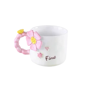 Ceramic Flower Design Pink Mug