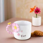 Ceramic Flower Design Pink Mug1