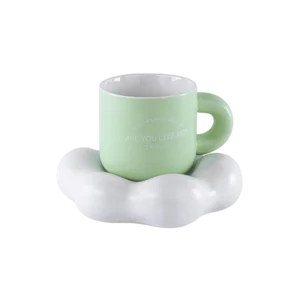 Ceramic pastel green mug with cloud base