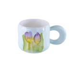 Ceramic Tulip Design Blue Mug