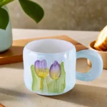 Ceramic Tulip Design Blue Mug1