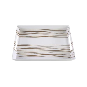 Momaz 2pcs Melamine Gold & White Trays Set