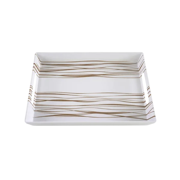 Momaz 2pcs Melamine Gold & White Trays Set