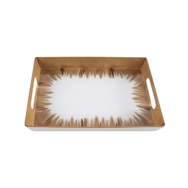 Momaz 2pcs Melamine Golden Brown & White Trays Set