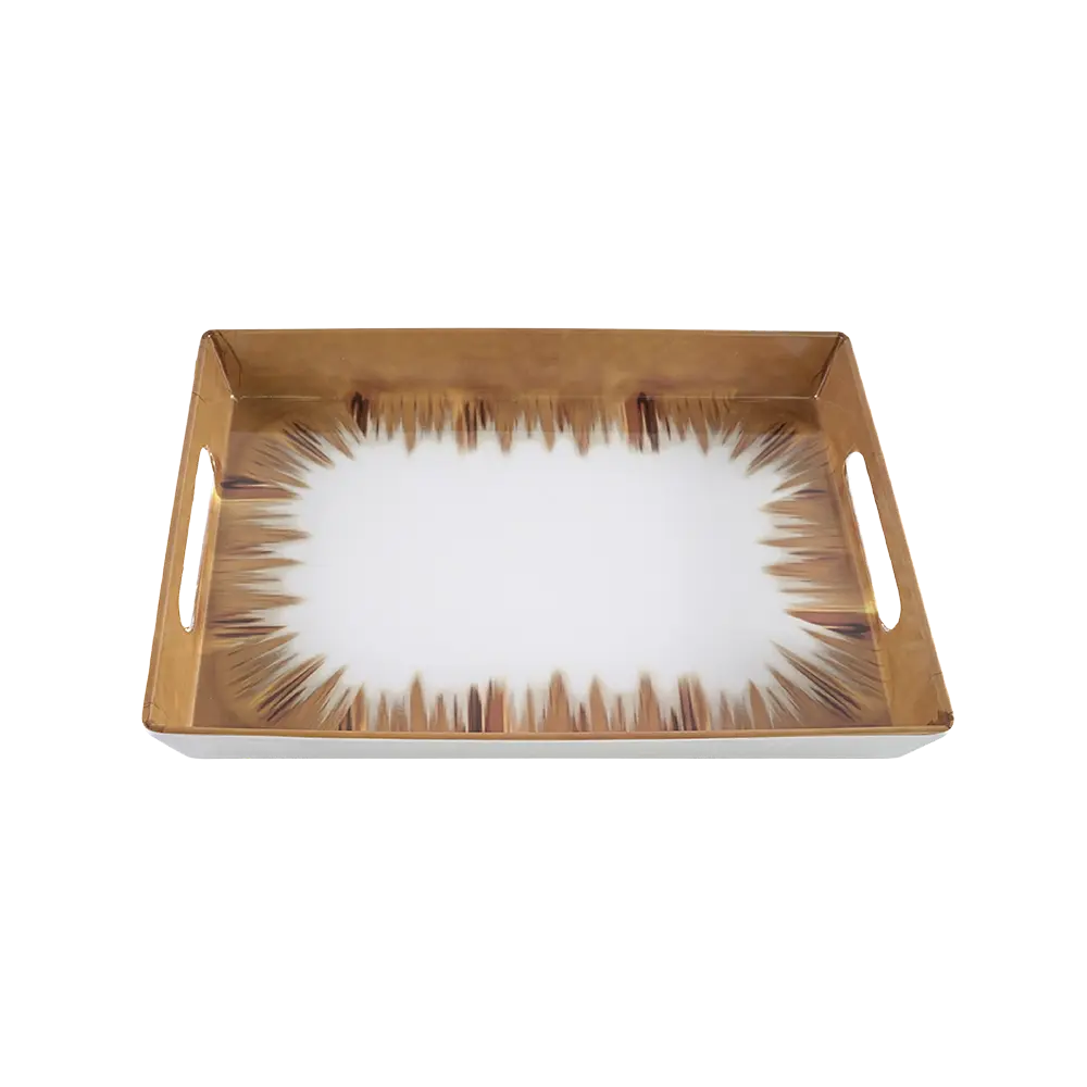 Momaz 2pcs Melamine Golden Brown & White Trays Set