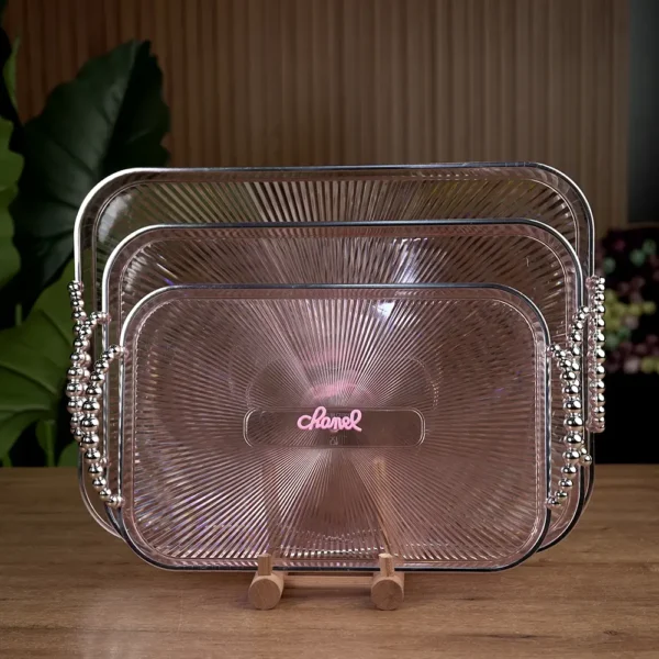 Momaz 3pcs plexi lattice pattern design pink trays set1