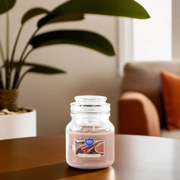 Aura Cinnamon Scented Jar Candle1