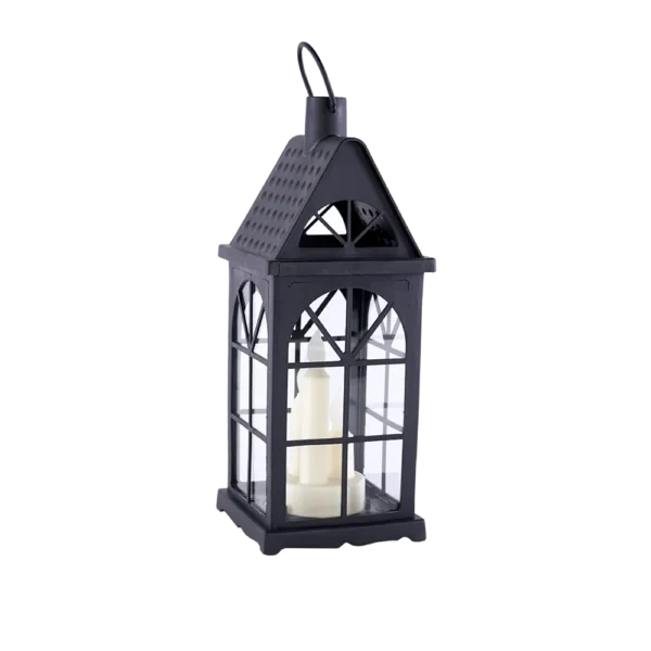 Black 30cm Battery Lantern With 3 Candle2