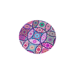 Circular 10cm Mandala Design Fuchsia Porcelain Trivet