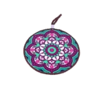 Circular 16cm Mandala Patterned Aqua & Magenta Porcelain Trivet