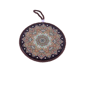 Circular 16cm Mandala Patterned Black Porcelain Trivet