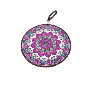 Circular 16cm Mandala Patterned Fuchsia Porcelain Trivet