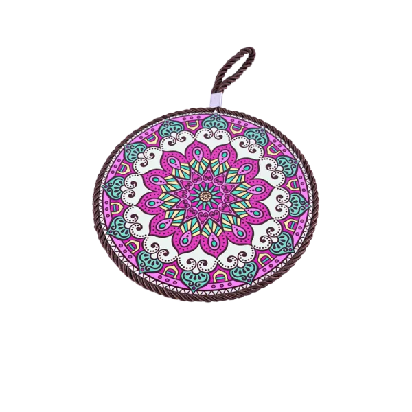 Circular 16cm Mandala Patterned Fuchsia Porcelain Trivet