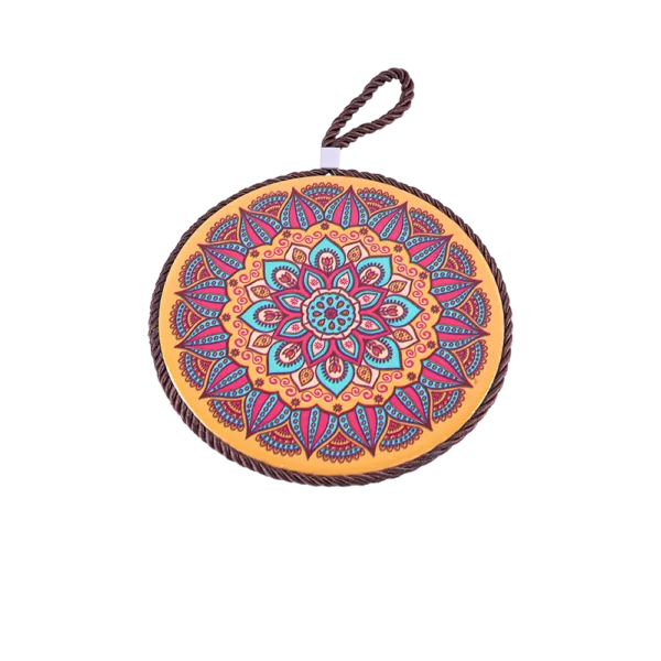 Circular 16cm Mandala Patterned Orange Porcelain Trivet