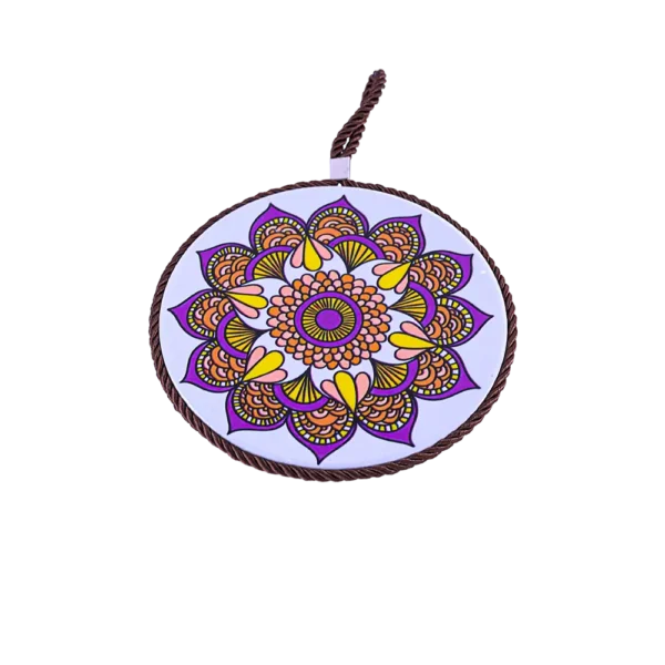 Circular 16cm Mandala Patterned Purple Porcelain Trivet